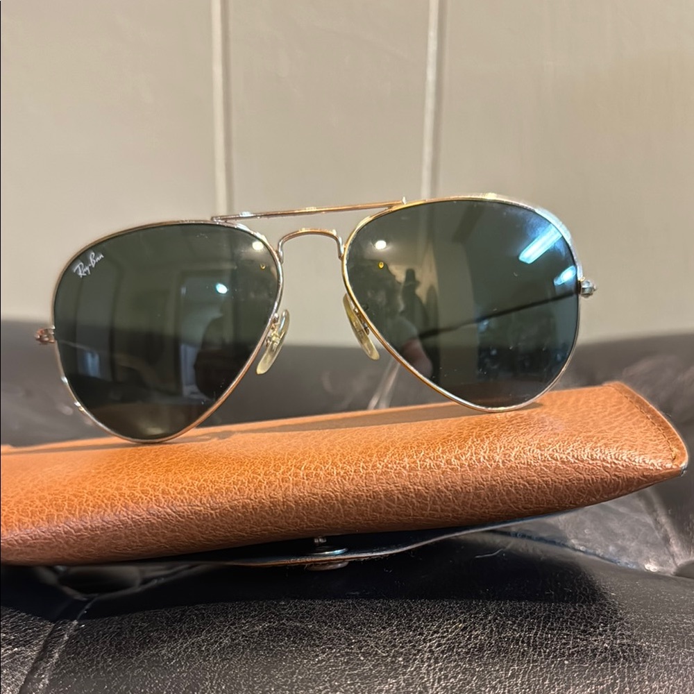 Ray-Ban Gold Aviator Sunglasses with Dark Lenses